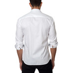 Long-Sleeve Button-Up // White Square Jacquard (XL)