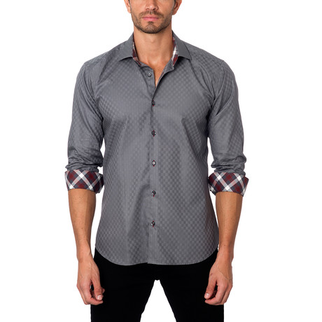 Square Jacquard Button-Up // Grey (S)