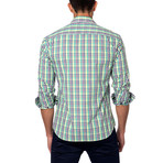 Long-Sleeve Button-Up // Green Plaid (M)