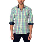 Long-Sleeve Button-Up // Green Plaid (XL)