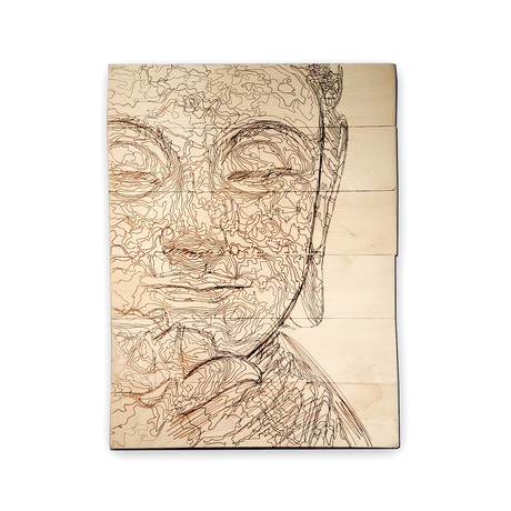 Buddha // Laser Burnt Paneled Art