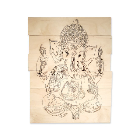 Ganesha // Laser Burnt Paneled Art