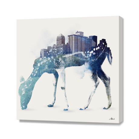 City Deer (16"W x 16"H x 1.5"D // Stretched Canvas)