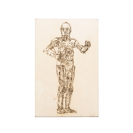 C-3PO Inspired // Laser Burnt Art // Star Wars (Natural Wood)