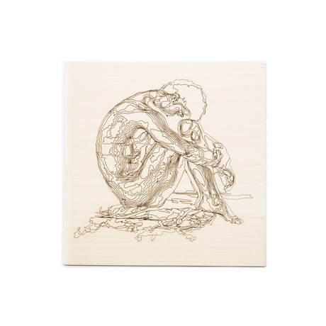 Man By The Sea // Laser Burnt Art (Natural Wood)