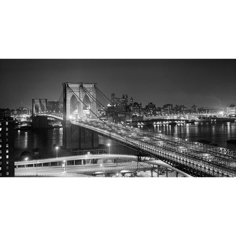 Brooklyn Bridge at Night (24"W x 12"H)