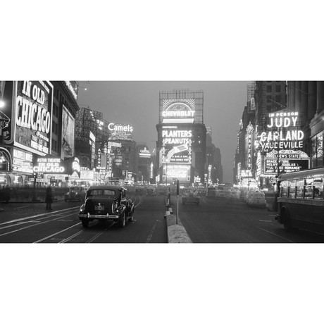 Times Square Illuminated by Neon Advertising Signs, 1938 (24"W x 12"H)