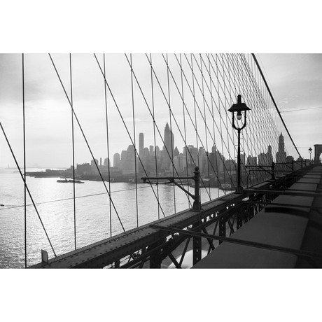 Manhattan Seen Through Cables of Brooklyn Bridge, 1937 (24"W x 16"H)