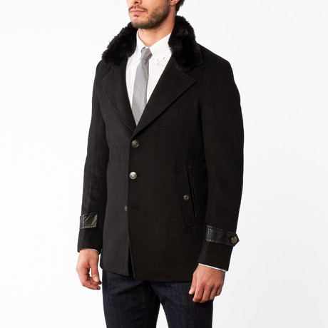 Wool Accent Button Up Overcoat // Black (US: 34R)