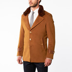 Wool Accent Button Up Overcoat // Dark Camel (US: 46R)
