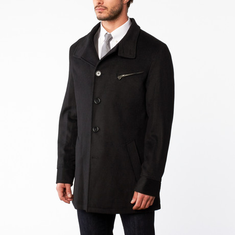 Wool Stand Collar Overcoat // Dark Charcoal (US: 34R)