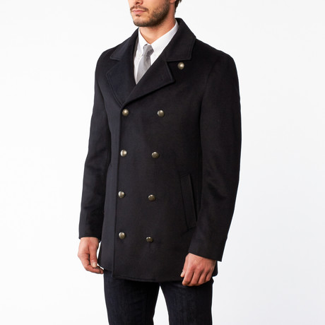 Wool Double Breasted Overcoat // Navy (US: 34R)