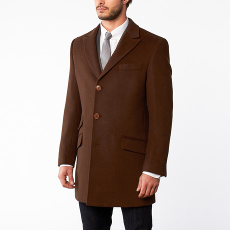 Luca Baretti // Wool Side Button Overcoat // Brown (US: 36R)