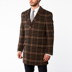 Wool Side Button Overcoat // Brown Check (US: 42R)