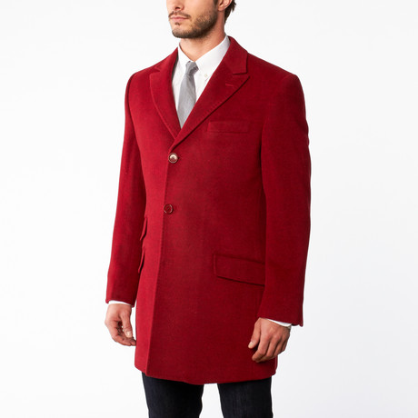 Wool Side Button Overcoat // Red (US: 36R)