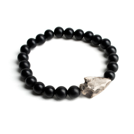 Arrowhead + Onyx Bracelet // Silver (Small)