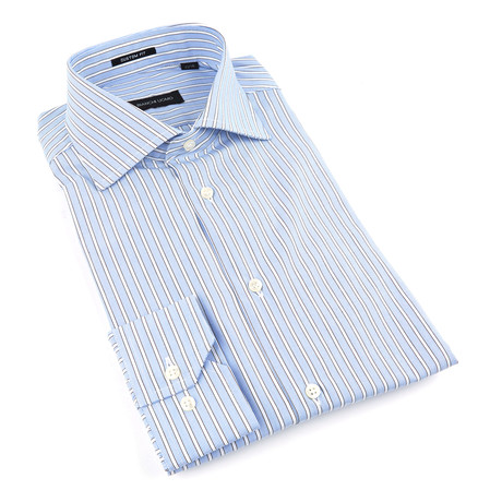 Bianchi Uomo Dress Shirt // Light Blue Stripe (US: 15R)