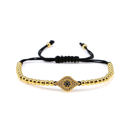 Evil Eye Macrame Bracelet (Yellow Gold)