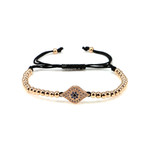 Evil Eye Macrame Bracelet (White Gold)