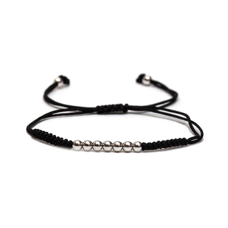 Macrame Beaded Bracelet // White Gold (Black)