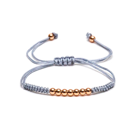 Macrame Beaded Bracelet // Rose Gold (Black)