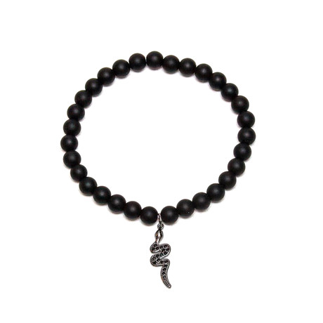 Snake Charm Bracelet // Black Rhodium + Zircon (6.5")