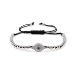 Evil Eye Macrame Bracelet (White Gold)