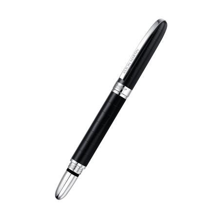 Pen // Stripe Engraved Black Lacquer + Silver (Ball Pen)