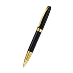 Pen // Stripe Engraved Black Lacquer + Gold