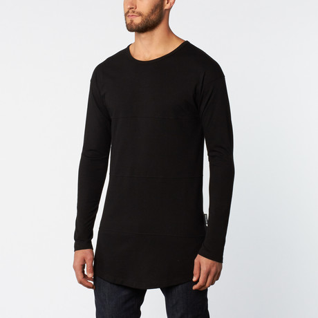 Paneled Long-Sleeve Shirt // Black (S)