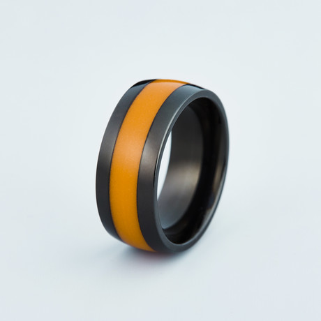 Glowing Rings // Single Line // Black // Orange (Size: 5)