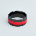 Glowing Rings // Single Line // Black // Red (Size: 12)