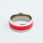 Titanium Ring with Single Glow Inlay // Red (10)