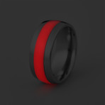 Titanium Ring with Single Glow Inlay // Red (10)