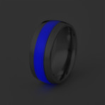 Titanium Ring with Single Glow Inlay // Blue (13)