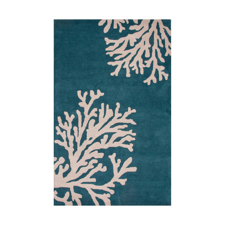 Coastal Seaside Bough Area Rug // Blue + Ivory (2' x 3')