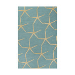 Coastal Resort Starfishing Area Rug // Blue + Yellow (2' x 3')