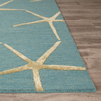 Coastal Resort Starfishing Area Rug // Blue + Yellow (2' x 3')