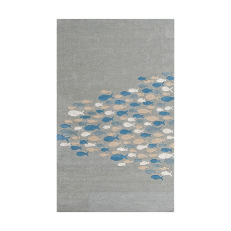 Coastal Resort Schooled Area Rug // Blue + Ivory (2' x 3')