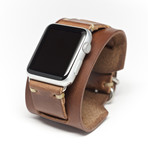 Leather Apple Cuffband // Natural + Silver (38mm)