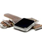 Leather Apple Watchband // Natural + Silver (38mm)