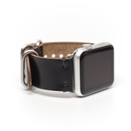 Leather Apple Watchband // Black + Silver (38mm)