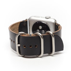 Leather Apple Watchband // Black + Silver (38mm)