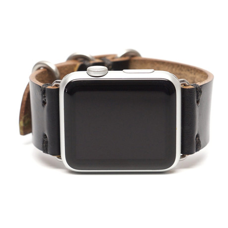 Leather Apple Watchband // Black + Silver (38mm)