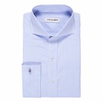 Button-Up French Cuff Dress Shirt // White + Blue Stripe (Tailored 15 Neck, 32-33 Sleeve)