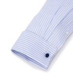 Button-Up French Cuff Dress Shirt // White + Blue Stripe (Tailored 15 Neck, 32-33 Sleeve)