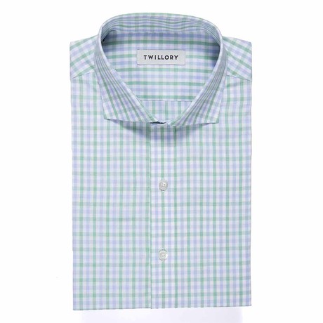 Button-Up Dress Shirt // Green + Blue Tattersall (Tailored 14.5 32-33 Sleeve)