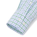 Button-Up Dress Shirt // Green + Blue Tattersall (Tailored 14.5 32-33 Sleeve)