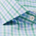 Button-Up Dress Shirt // Green + Blue Tattersall (Tailored 14.5 32-33 Sleeve)