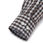 Button-Up Dress Shirt // Brown + Blue Gingham (Tailored 14.5 32-33 Sleeve)